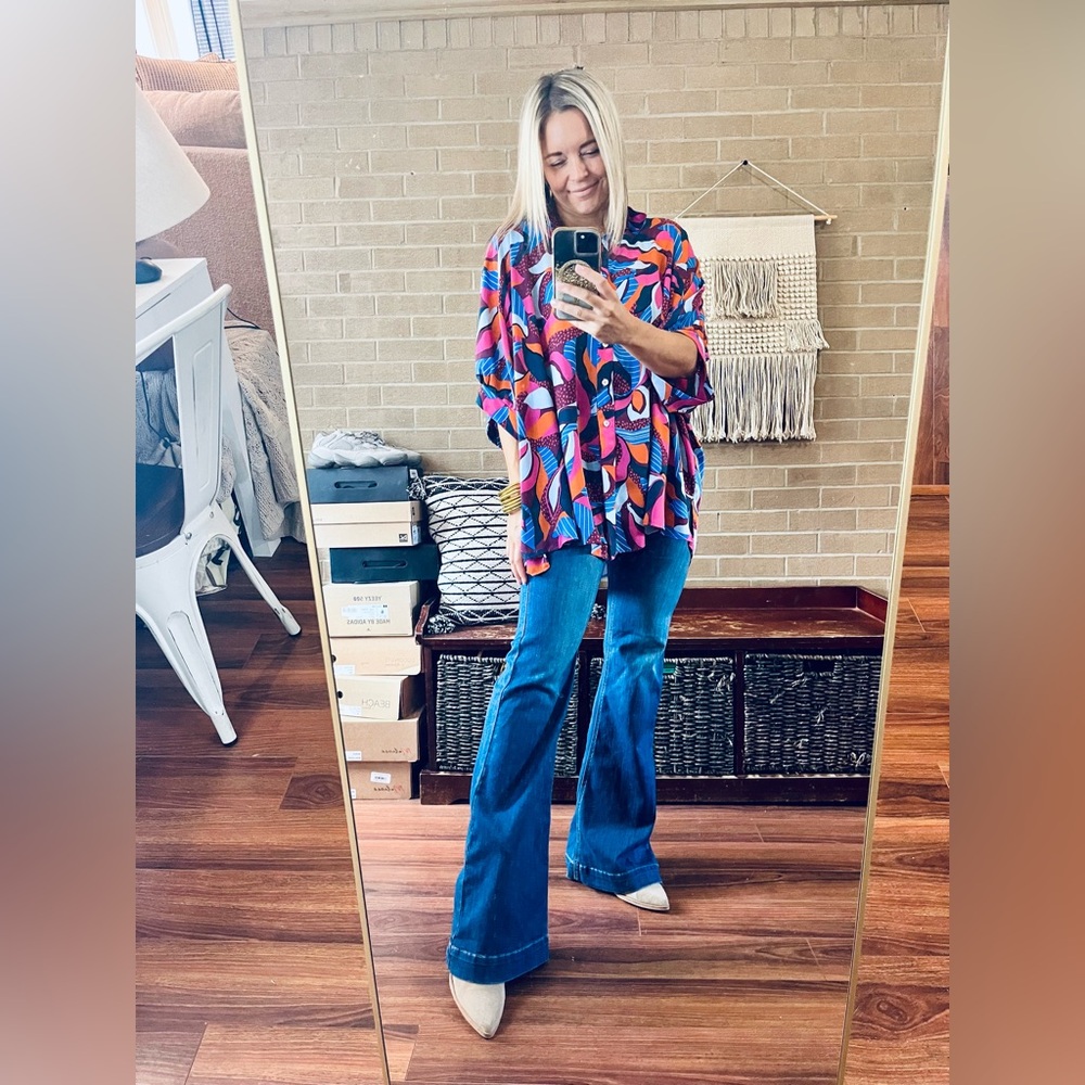 Adrienne Multicolor Abstract Button Down Shirt - image 1